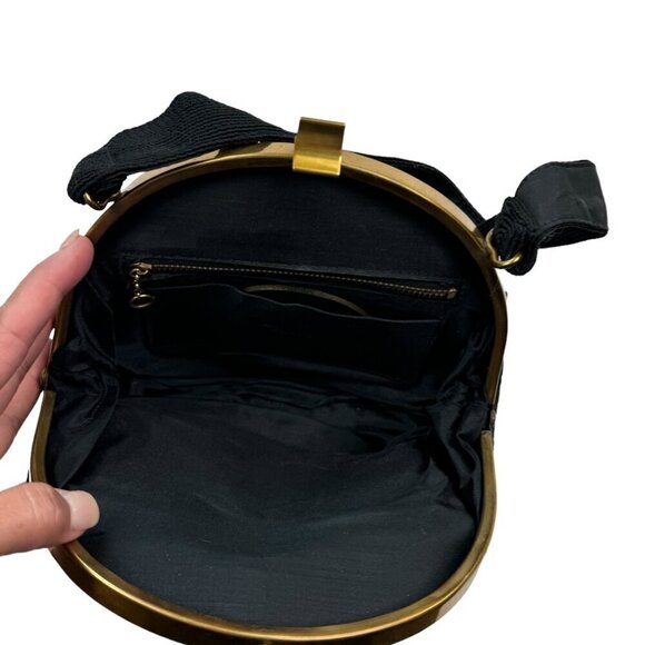 Vintage Textured Rayon 40's-50's Handbag With Gold/Brass Hardware - Picture 7 of 13